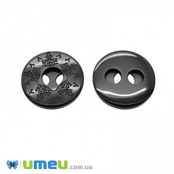 Пуговица пластиковая Круглая, 28 мм, Черная (PUG-046565)