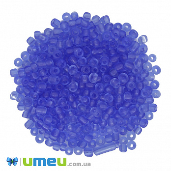 Бісер китайський великий, 6/0, Синій прозорий матовий, 4 мм (BIS-039275)