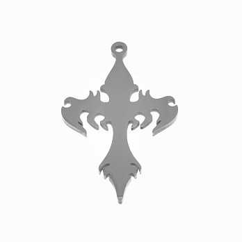 Підвіска з нерж. сталі Хрест, 34,5х24,5 мм, Темне срібло (STL-059159)