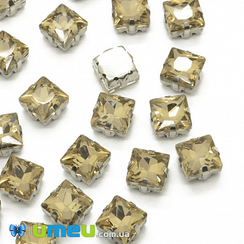 Шатон квадратний 8х8 мм, Темне срібло, Бежевий (KAB-040986)