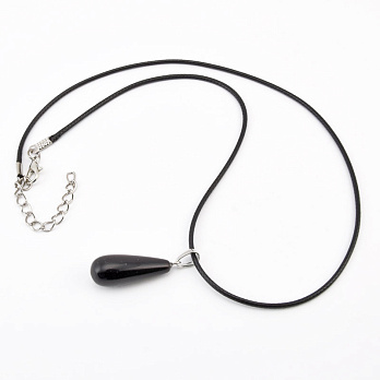 Підвіска на шнурку, Натур. камінь Агат чорний (POD-058274)