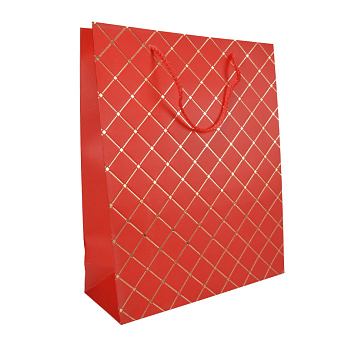 Подарочный пакет Ромбы, 32х26 см, Красный (UPK-056804)