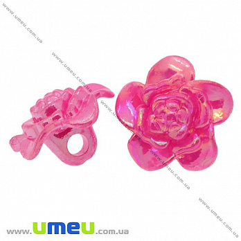 Пуговица пластиковая на ножке Цветок Анемона, 17х11 мм, Малиновая АВ (PUG-008925)