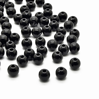 Намистини для сумок ОПТ, Пластикові, Круглі, 6 мм, Чорні (BUS-059577)