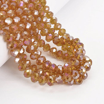 Бусины рондели, 8х6 мм, Янтарные АВ (BUS-052174)