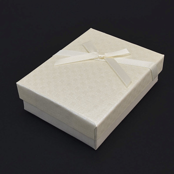 Подарункова коробочка Прямокутна з бантиком, 9х7х2,5 см, Кремова (UPK-056831)