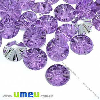Пуговица пластиковая на полуножке Круглая, 13 мм, Сиреневая (PUG-012830)