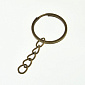 Кільце для ключів з ланцюгом плоске, Антична бронза, 25 мм, 50 мм (OSN-059393)