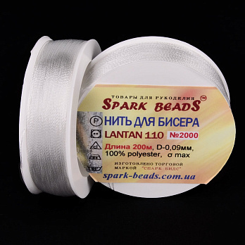 Нить для бисера Lantan 110, Белая №2000, 200 м (MUL-053132)