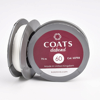 Нитка для бісеру COATS Dabond 60, Біла, 75 м (MUL-060555)