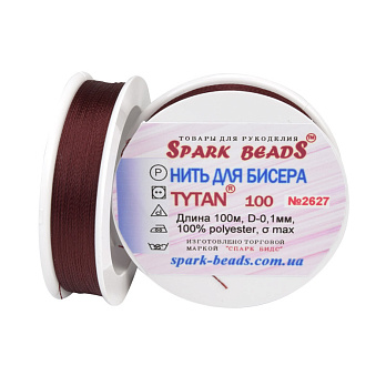 Нитка для бісеру Титан 100, Коричнево-бордова №2627, 100 м (MUL-020526)