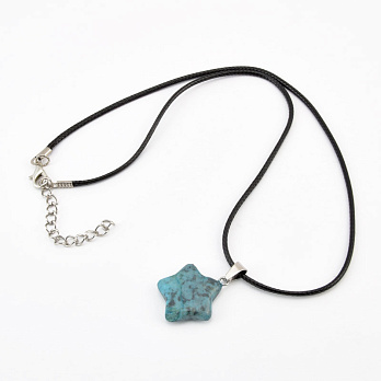 Підвіска на шнурку, Натур. камінь Агат синій (POD-058264)