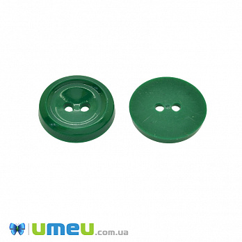 Пуговица пластиковая Круглая, 17,5 мм, Зеленая (PUG-047917)