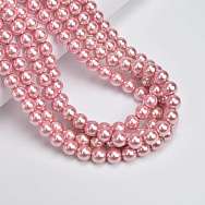 Намистини скляні Перли Premium, 8 мм, Рожеві, Круглі (BUS-060498)