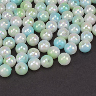 Намистини пластикові градієнтні, Круглі, 6 мм, Жовто-блакитні (BUS-059559)