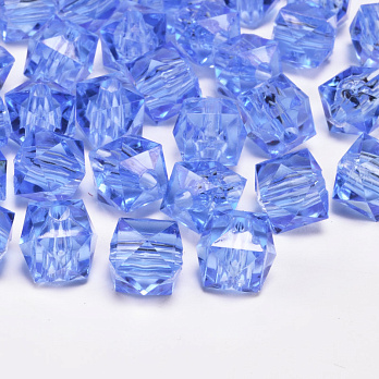 Намистини акрилові, Куб гранований, 10х9 мм, Сині (BUS-054566)
