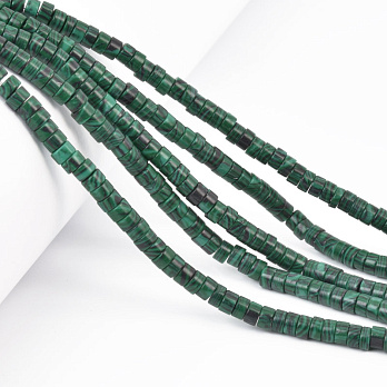 Намистини Малахіт, Синт. камінь, 4х2,5 мм, Круглі плоскі (BUS-058165)