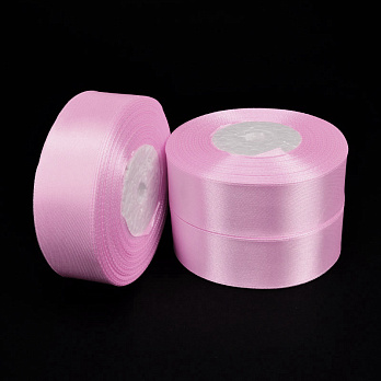 Атласна стрічка, 25 мм, Рожева (LEN-058946)