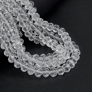 Бусины рондели, 8х6 мм, Прозрачные (BUS-057146)