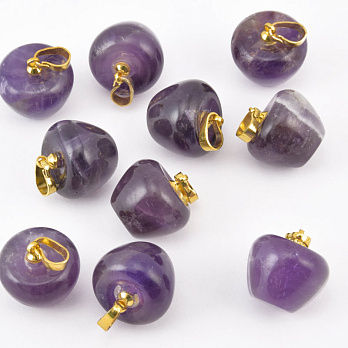 Підвіска Яблуко, Натур. камінь Аметист, 14,5х14 мм (POD-058581)