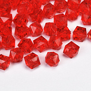 Бусины для сумок ОПТ Акриловые, Куб граненый, 8х7,5 мм, Красные (BUS-059922)