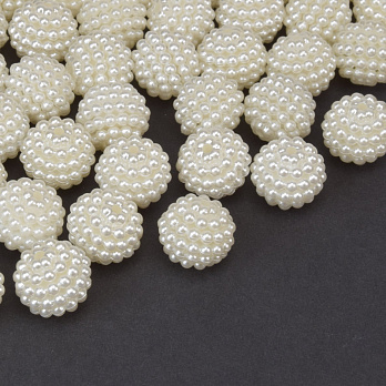 Бусины пластиковые Ежевика, Круглые Жемчуг, 12 мм, Кремовые (BUS-059618)