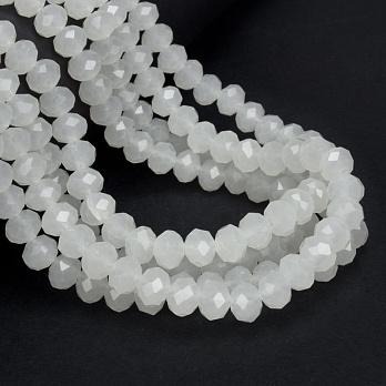 Намистини ронделі, 8х6 мм, Білі (імітація нефриту) (BUS-057145)