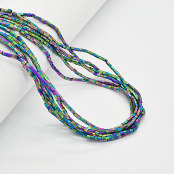 Намистини Гематит, Натур. камінь, 2,5 мм, Циліндр, З покриттям, Ірис (BUS-051764)