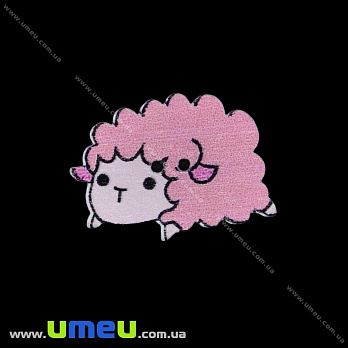 Декоративний пришивний елемент Овечка, 25х17 мм, Рожевий (DIF-033418)