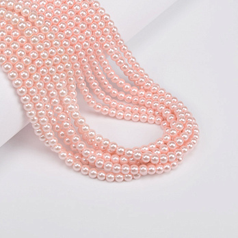 Бусины стеклянные Жемчуг Premium, 4 мм, Розовые, Круглые (BUS-060923)