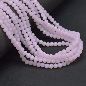 Намистини ронделі, 4,5х3,5 мм, Рожеві (імітація нефриту) (BUS-061259)