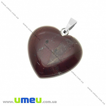Підвіска Серце з натурального каменю, Яшма, 28х20 мм (POD-023903)