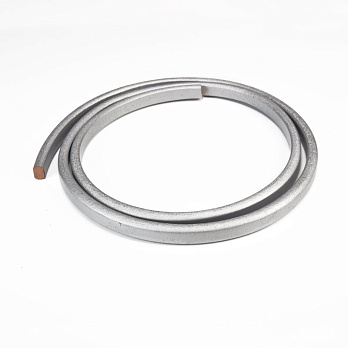 Шкіряний шнур пресований, 10х6 мм, Сріблястий (LEN-058981)