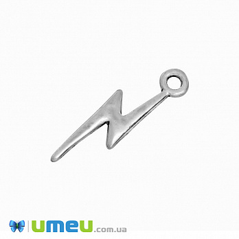 Підвіска метал. Блискавка, 20х5 мм, Темне срібло (POD-049535)