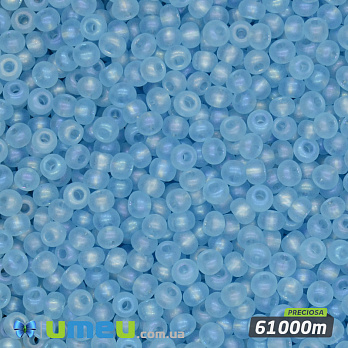 Бісер чеський №765m/61000m, Блакитний світлий, Матовий прозорий райдужний, 10/0 (BIS-049541)