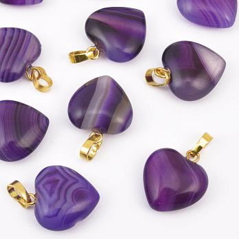 Підвіска Серце, Натур. камінь Агат фіолетовий, 18х15х10 мм (POD-057940)