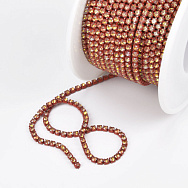 Стразовий ланцюг SS6 - 2,0 мм, Коричневий, Стрази скляні білі хамелеон (ZEP-061025)