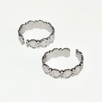 Каблучка з нерж. сталі з сердечками, 20 мм, Темне срібло (OSN-060530)