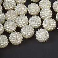Намистини пластикові Ожина, Круглі Перли, 14 мм, Кремові (BUS-059621)