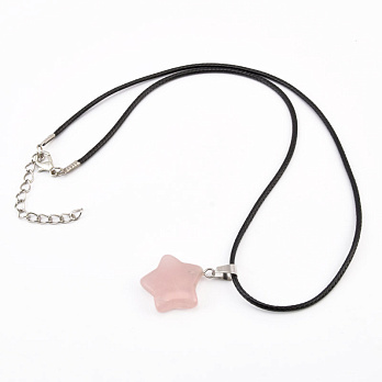 Підвіска на шнурку, Натур. камінь Кварц рожевий (POD-058263)