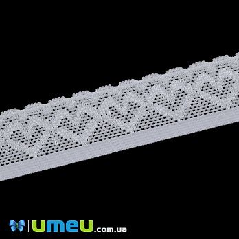 Резинка с кружевом Сердца 30 мм, Белая, 1 м (LEN-039496)