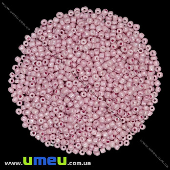 Бісер китайський середній, 8/0, Рожевий перламутровий, 3 мм (BIS-012024)
