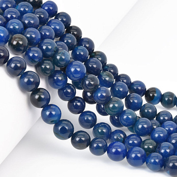 Намистини Агат синій, Натур. камінь, 8 мм, Круглі (BUS-058088)