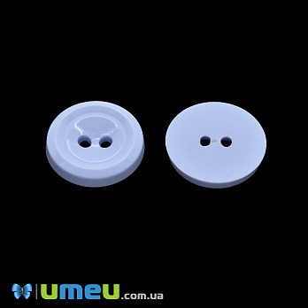 Пуговица пластиковая Круглая, 17,5 мм, Голубая (PUG-047898)
