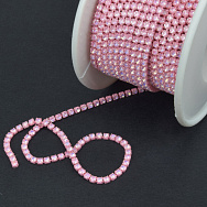 Стразовий ланцюг SS6 - 2,0 мм, Рожевий, Стрази скляні білі хамелеон (ZEP-061027)