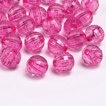 Бусины для сумок ОПТ, Акриловые, Круглые граненые, 9,5 мм, Розовые (BUS-054542)