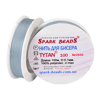 Нитка для бісеру Титан 100, Сіро-блакитна №2650, 100 м (MUL-061365)
