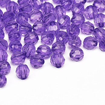 Бусины акриловые, Круглые граненые, 6 мм, Фиолетовые (BUS-059727)
