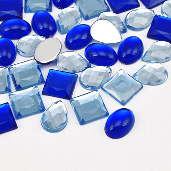 Кабошоны пластиковые, Микс синий (KAB-060977)