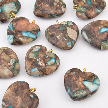 Підвіска Серце, Синт. камінь Яшма імператорська, 20х20 мм (POD-058557)